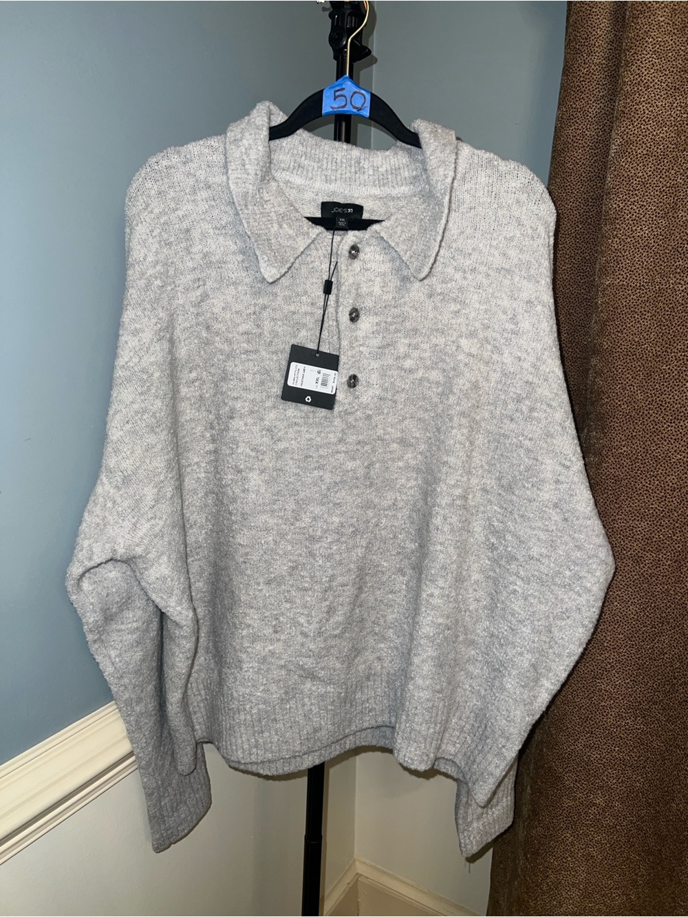 Joe's Jeans Men's Heather Gray Crewneck Polo Sweater wool NWT